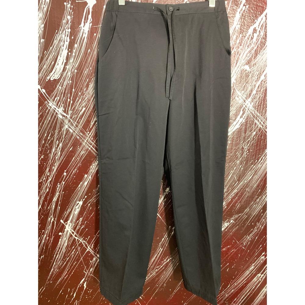 Studio Works Womens Black Elastic Waist Drawstring Straight Leg Pants Size 10